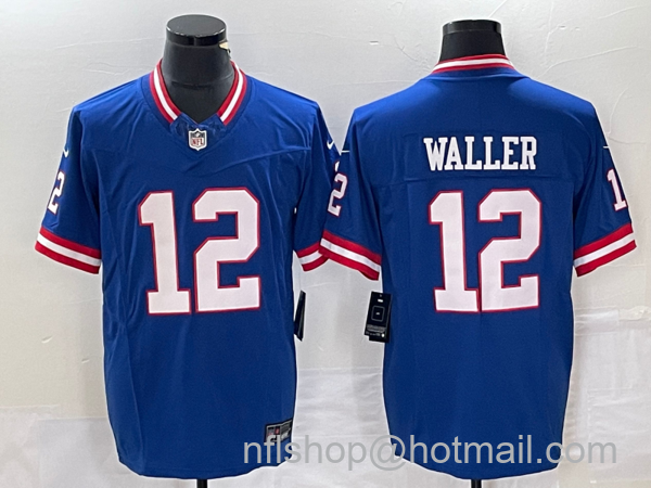 Men's New York Giants #12 Darren Waller Blue 2023 FUSE Classic Vapor Limited Jersey