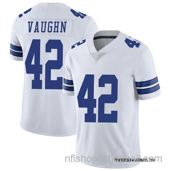 Men's Dallas Cowboys #42 Deuce Vaughn White Vapor Limited Stitched Jersey