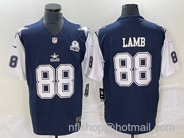 Men's Dallas Cowboys #88 CeeDee Lamb Navy Blue FUSE Vapor Thanksgiving 1960 Patch Limited Stitched Jersey