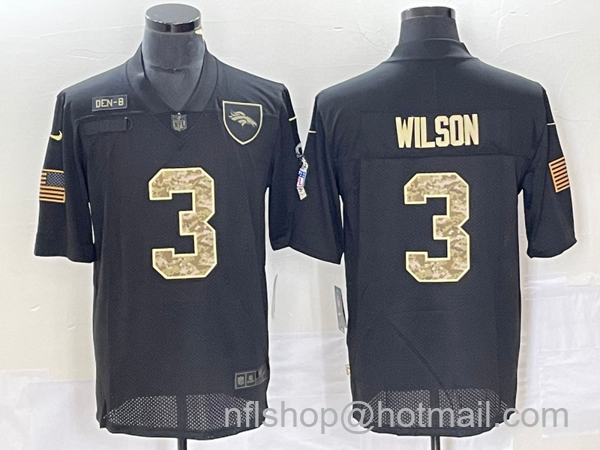 Men's Denver Broncos #3 Russell Wilson Black Camo 2020 Salute To Service Stitched NFL Nike Limited Jersey