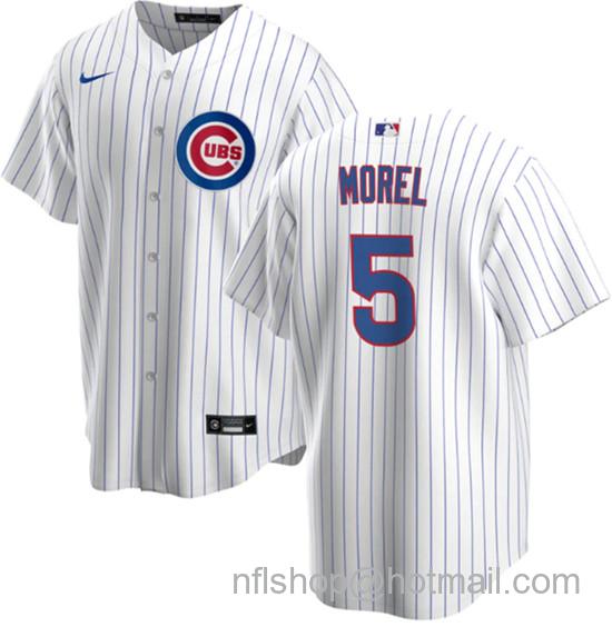 Men's Chicago Cubs #5 Christopher Morel Chicago White Cool Base Stitched Baseball Jersey