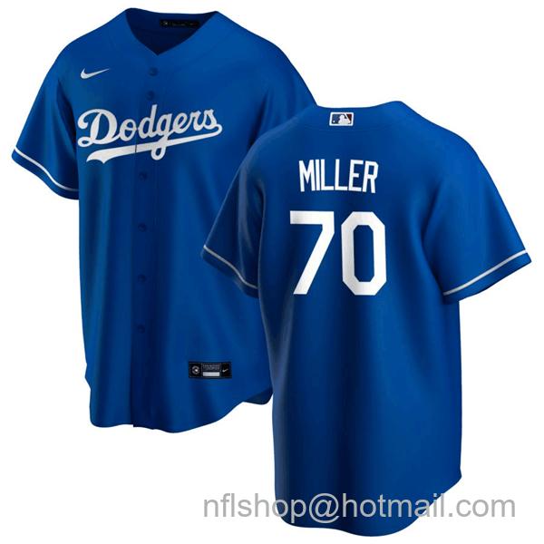 Men's Los Angeles Dodgers #70 Bobby Miller Blue Cool Base Stitched Baseball Jersey