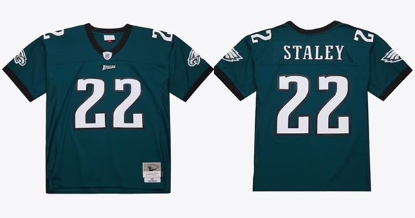 Duce Staley Midnight Green Men's #22 Philadelphia Eagles 2002 Throwback Football Stitched Jersey