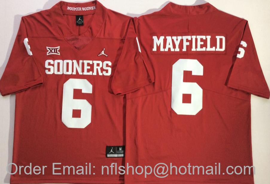 Men's Oklahoma Sooners #6 Baker Mayfield Crimson Jordan Brand Vapor Untouchable Limited Stitched College Jersey