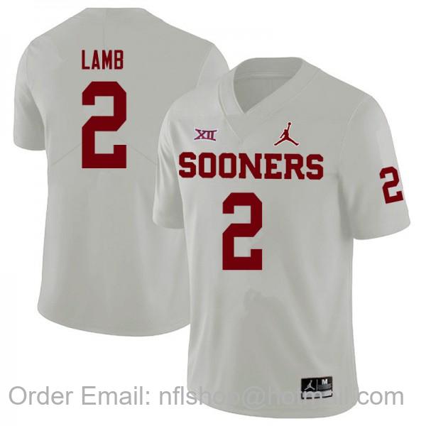 Men's Oklahoma Sooners #2 CeeDee Lamb White Jordan Brand Game Football Jersey