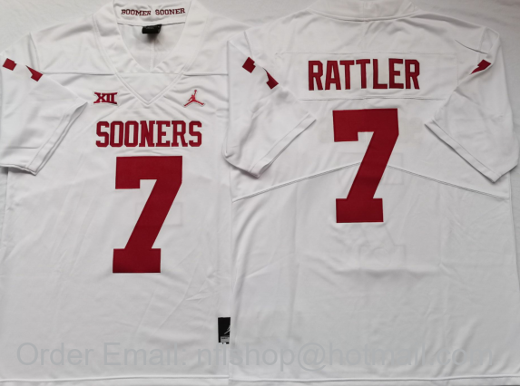 Men's Oklahoma Sooners #7 Spencer Rattler White Vapor Untouchable Limited Stitched College Football Jersey