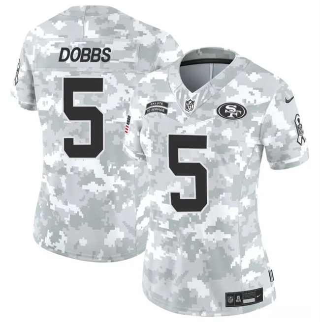 Women's San Francisco 49ers #5 Joshua Dobbs 2024 F.U.S.E Arctic Camo Salute to Service Limited Stitched Jersey(Run Small)