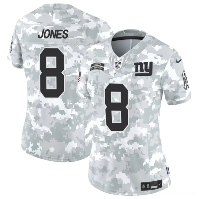 Women's New York Giants #8 Daniel Jones 2024 F.U.S.E Arctic Camo Salute to Service Limited Stitched Football Jersey(Run Small)