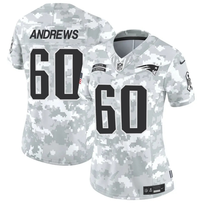 Women's New England Patriots #60 David Andrews 2024 F.U.S.E Arctic Camo Salute to Service Limited Stitched Jersey(Run Small)