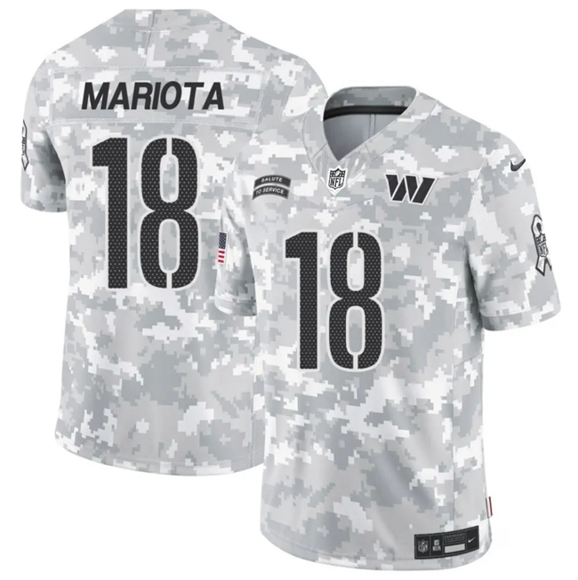 Men's Washington Commanders #18 Marcus Mariota 2024 F.U.S.E Arctic Camo Salute to Service Limited Stitched Football Jersey