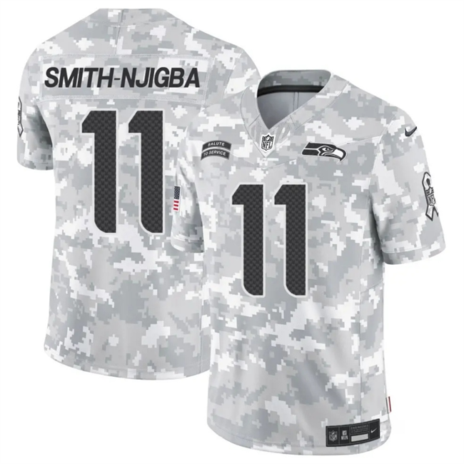 Men's Seattle Seahawks #11 Jaxon Smith-Njigba 2024 F.U.S.E Arctic Camo Salute to Service Limited Stitched Football Jersey