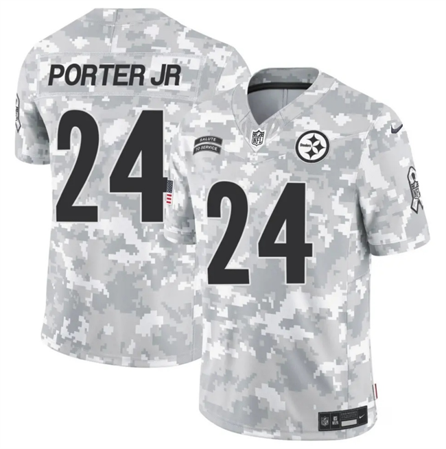 Men's Pittsburgh Steelers #24 Joey Porter Jr. 2024 F.U.S.E Arctic Camo Salute to Service Limited Stitched Football Jersey