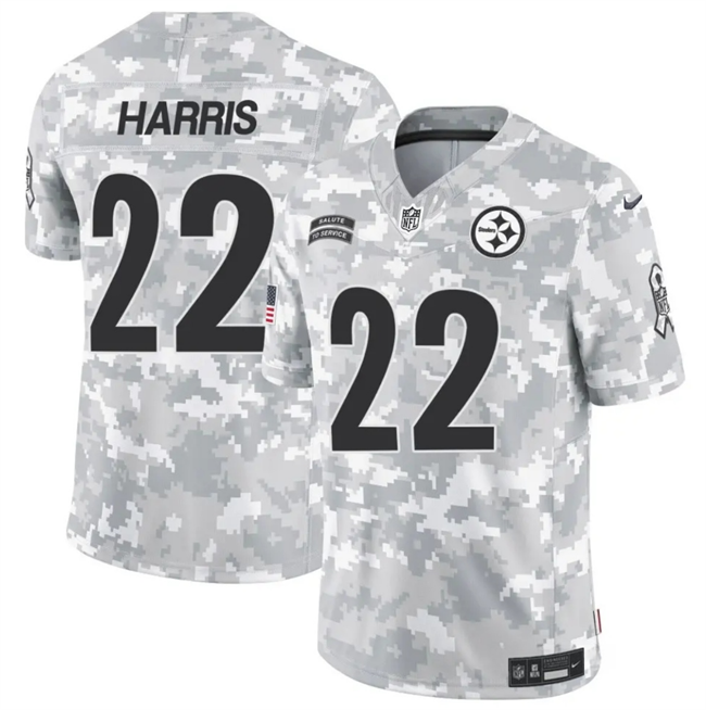 Men's Pittsburgh Steelers #22 Najee Harris 2024 F.U.S.E Arctic Camo Salute to Service Limited Stitched Football Jersey