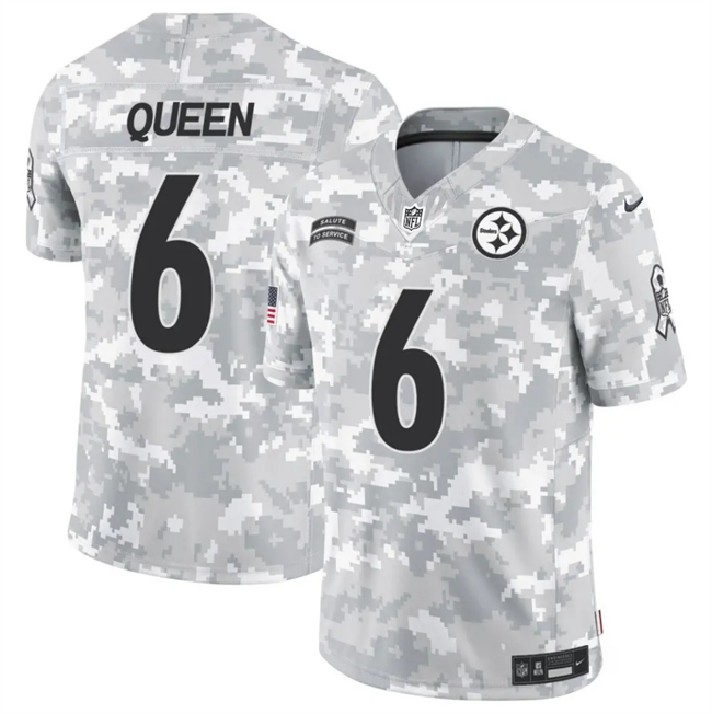 Men's Pittsburgh Steelers #6 Patrick Queen 2024 F.U.S.E Arctic Camo Salute to Service Limited Stitched Football Jersey