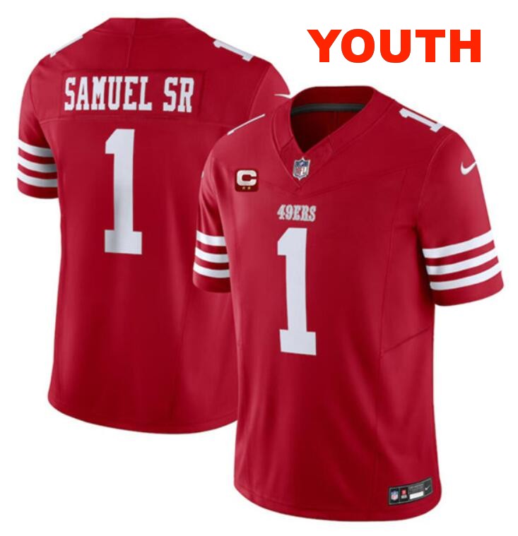 Youth San Francisco 49ers #1 Deebo Samuel SR Red 2024 F.U.S.E. With 2-Star C Patch Vapor Untouchable Limited Stitched Football Jersey