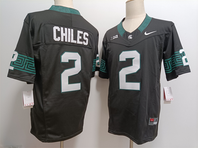 Men's Michigan State Spartans #2 Aidan Chiles Black F.U.S.E. Stitched Football Jersey