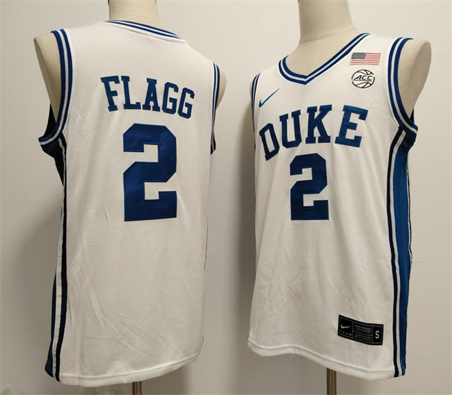 Men's Duke Blue Devils #2 Cooper Flagg White 2024 Stitched Basketball Jersey