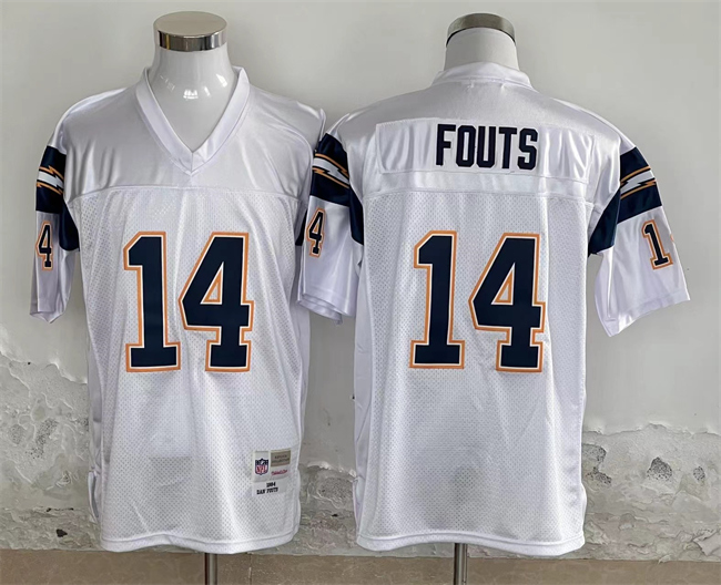 Men's Los Angeles Chargers #14 Dan Fouts White Throwback Stitched Jersey