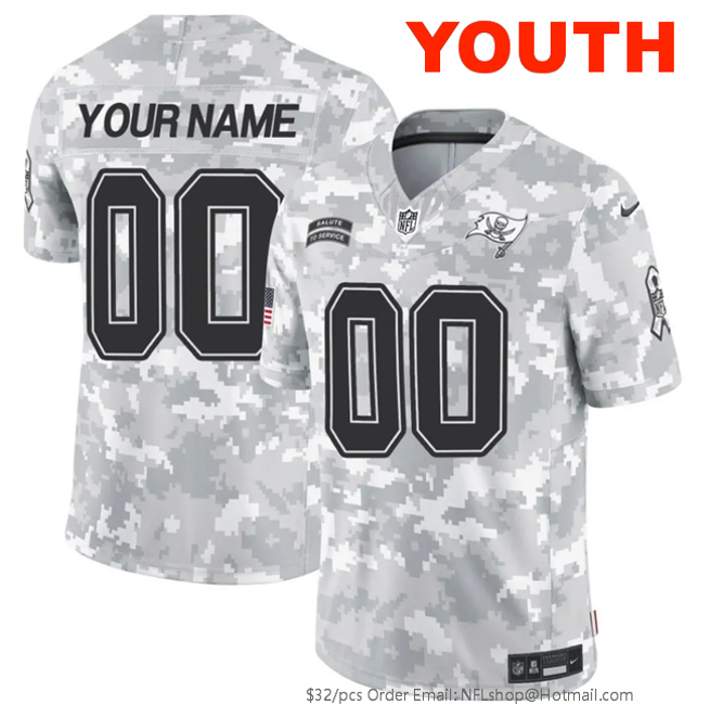 Youth Tampa Bay Buccaneers Customized 2024 F.U.S.E Arctic Camo Salute to Service Limited Stitched Football Jersey