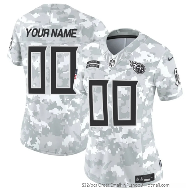 Women's Tennessee Titans Customized 2024 F.U.S.E Arctic Camo Salute to Service Limited Stitched Football Jersey(Run Small)