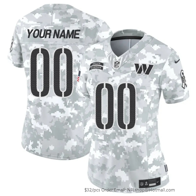 Women's Washington Commanders Customized 2024 F.U.S.E Arctic Camo Salute to Service(Run Small)