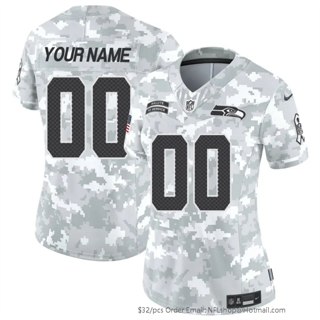 Women's Seattle Seahawks Customized 2024 F.U.S.E Arctic Camo Salute to Service Limited Stitched Football Jersey(Run Small)