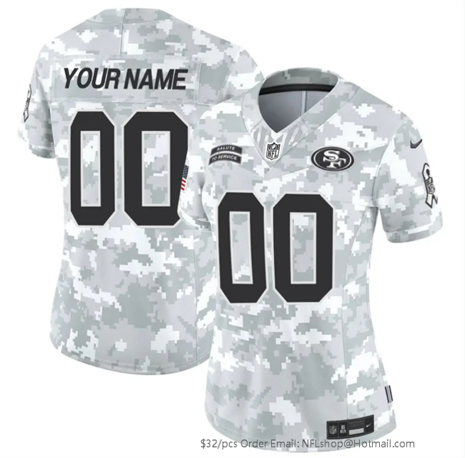 Women's San Francisco 49ers Customized 2024 F.U.S.E Arctic Camo Salute to Service Limited Stitched Jersey(Run Small)