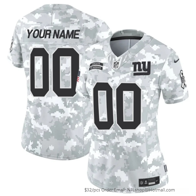 Women's New York Giants Customized 2024 F.U.S.E Arctic Camo Salute to Service Limited Stitched Football Jersey(Run Small)