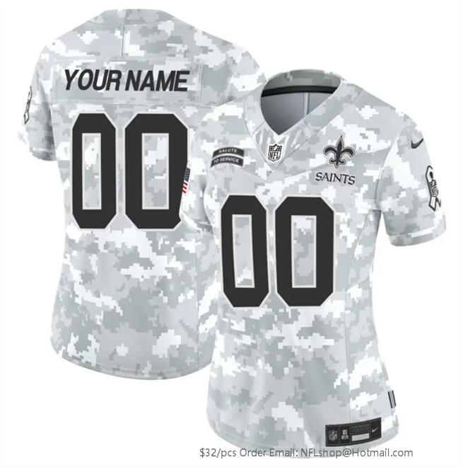 Women's New Orleans Saints Customized 2024 F.U.S.E Arctic Camo Salute to Service Limited Stitched Football Jersey(Run Small)