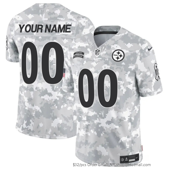 Men's Pittsburgh Steelers Customized Custom 2024 F.U.S.E Arctic Camo Salute to Service Limited Stitched Football Jersey