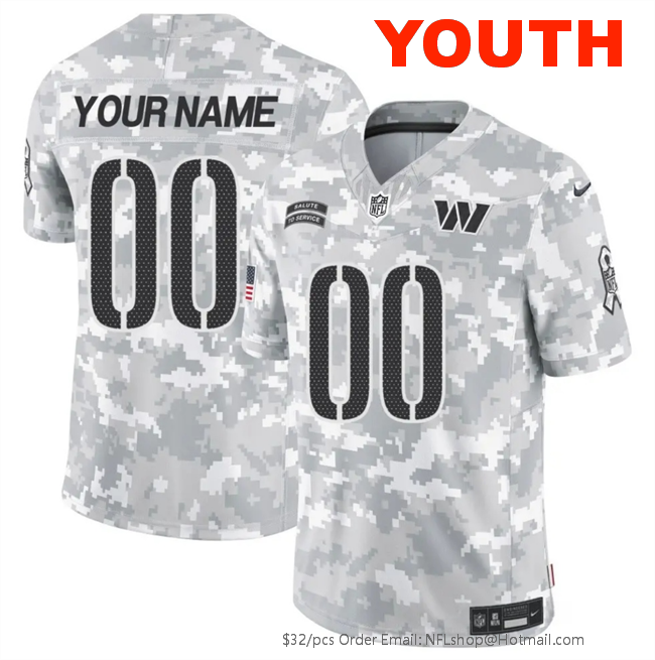 Youth Washington Commanders Customized 2024 F.U.S.E Arctic Camo Salute to Service Limited Stitched Football Jersey