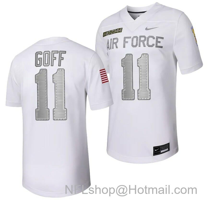 Men's Air Force Falcons Camby Goff Jersey #11 Football Rivalry Legacy Series White