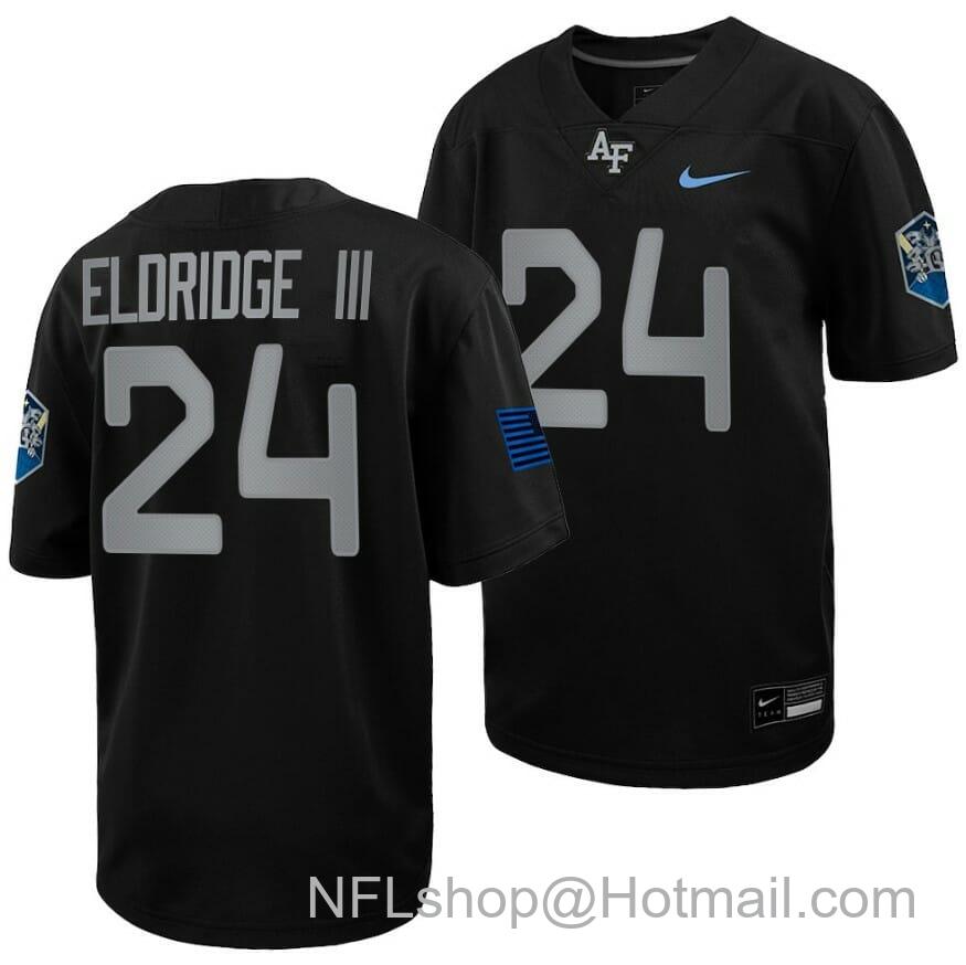 Men's Air Force Falcons John Lee Eldridge III Jersey #24 Football 2022 Space Force Rivalry Alternate Black