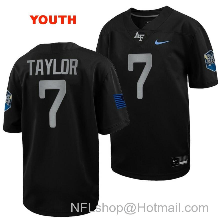 Youth Air Force Falcons Trey Taylor Jersey #7 Football 2022 Space Force Rivalry Alternate Black