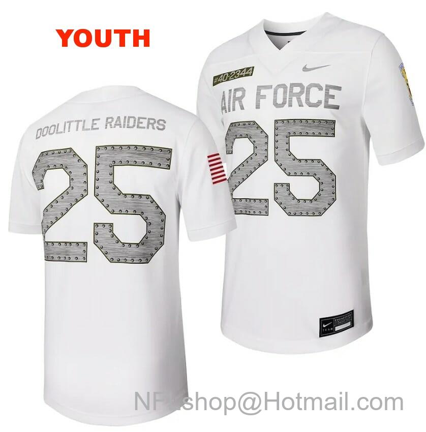 Youth Air Force Falcons Jersey #25 Football Rivalry Legacy Series White