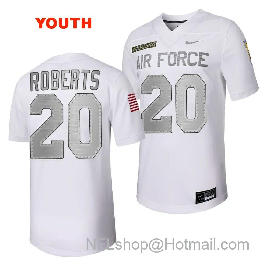 Youth Air Force Falcons Brad Roberts Jersey #20 Football Rivalry Legacy Series White