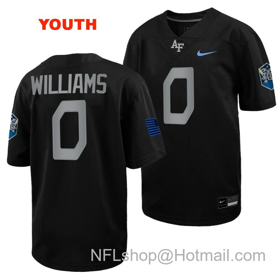 Youth Air Force Falcons Trey Williams Jersey #0 Football 2022 Space Force Rivalry Alternate Black