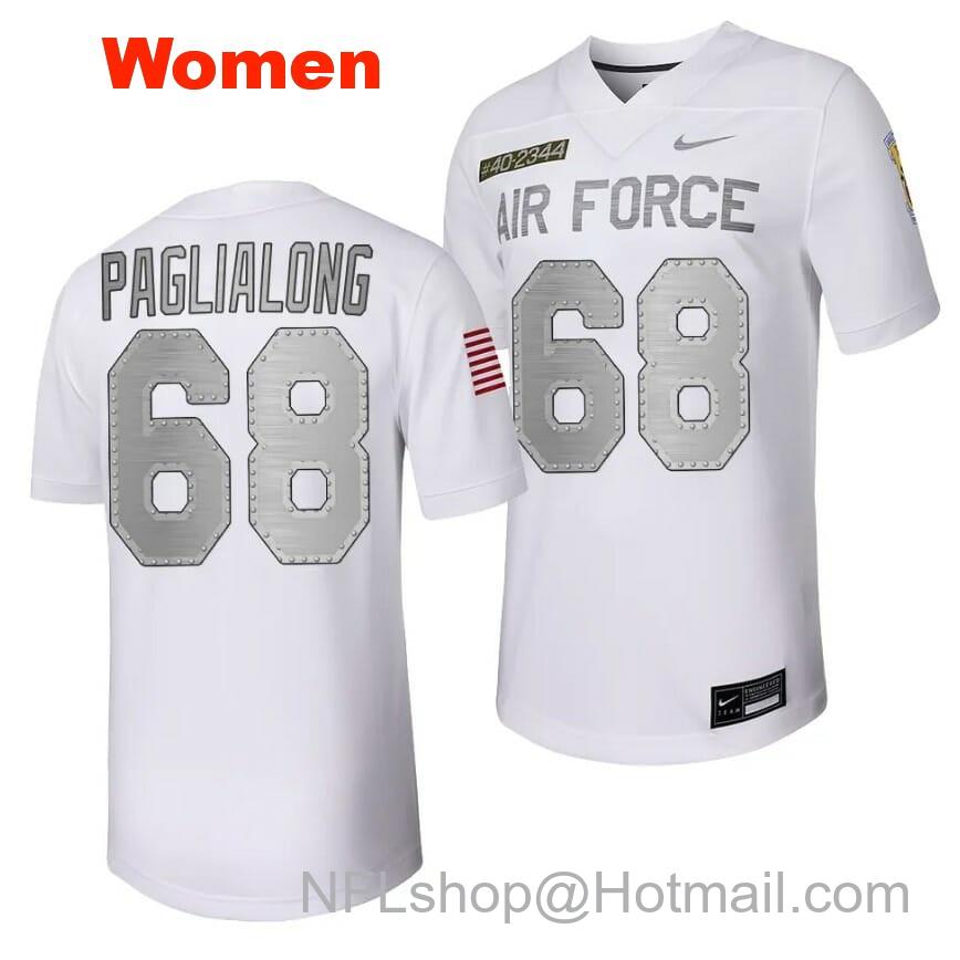 Women's Air Force Falcons Thor Paglialong Jersey #68 Football Rivalry Legacy Series White