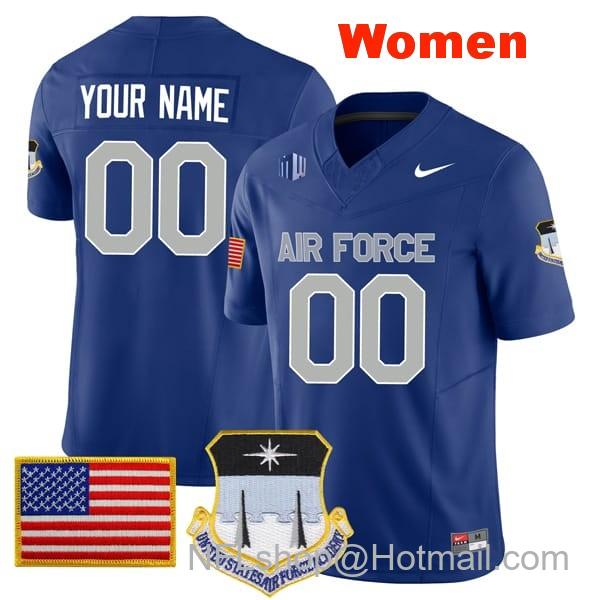 Women's Custom Air Force Falcons Jersey Name and Number College Football Royal Blue Home Game All Stitched