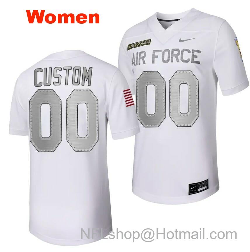 Women's Custom Air Force Falcons Jersey Name and Number Football Rivalry Legacy Series White