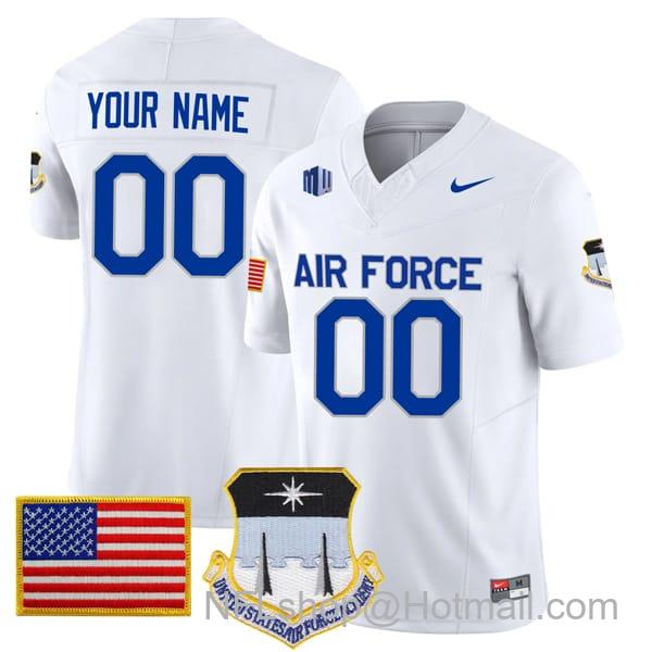 Men's Custom Air Force Falcons Jersey Name and Number College Football White Away Game All Stitched