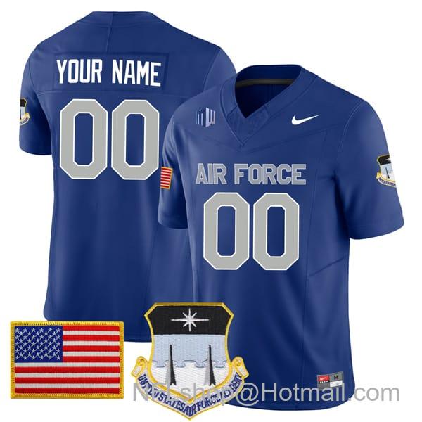 Men's Custom Air Force Falcons Jersey Name and Number College Football Royal Blue Home Game All Stitched