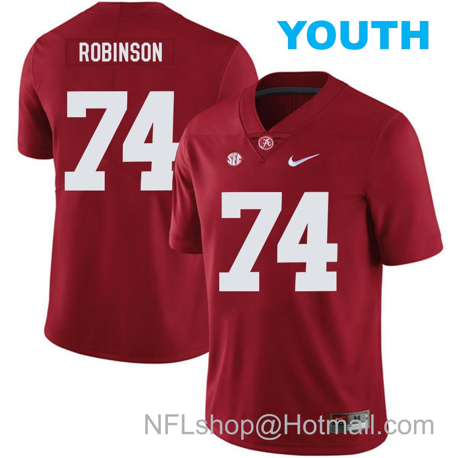 Nike Youth Alabama Crimson Tide #74 Cam Robinson College Football Jersey Red