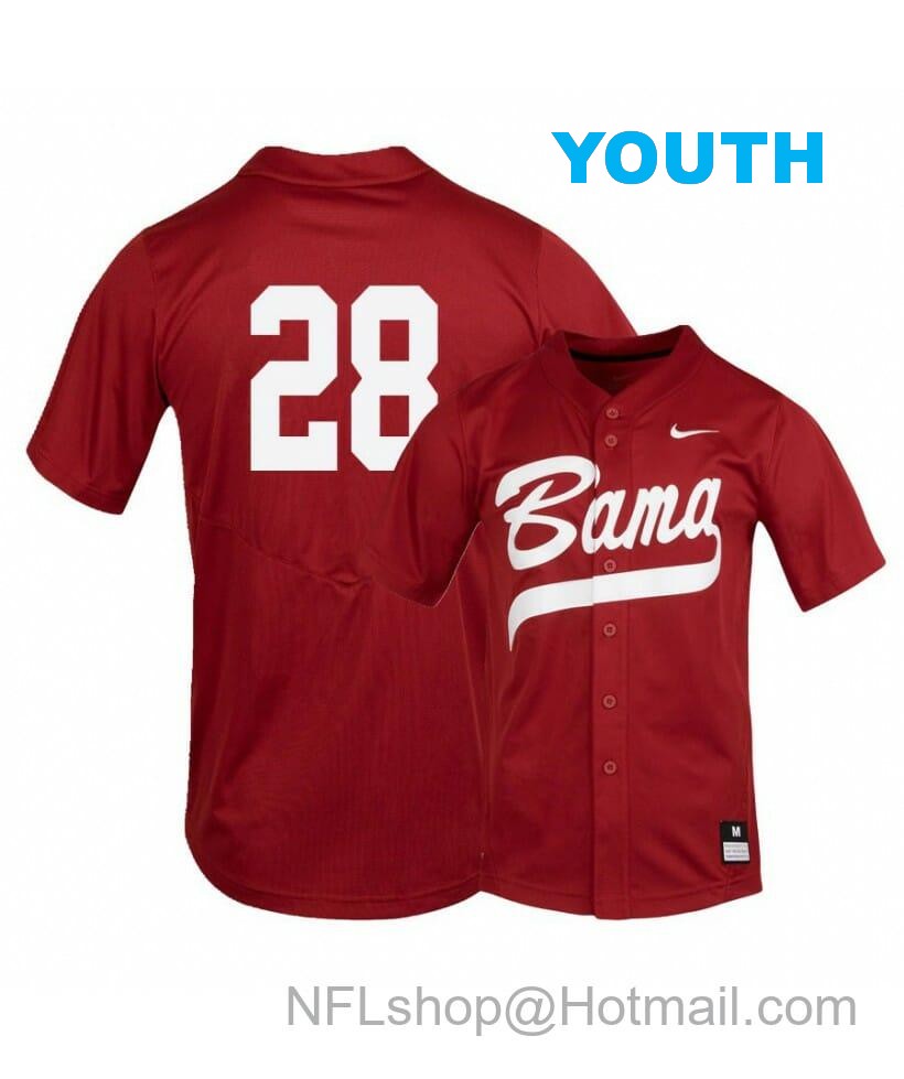 Nike Youth Alabama Crimson Tide 28 Gentry Tyler Red College Baseball Jersey