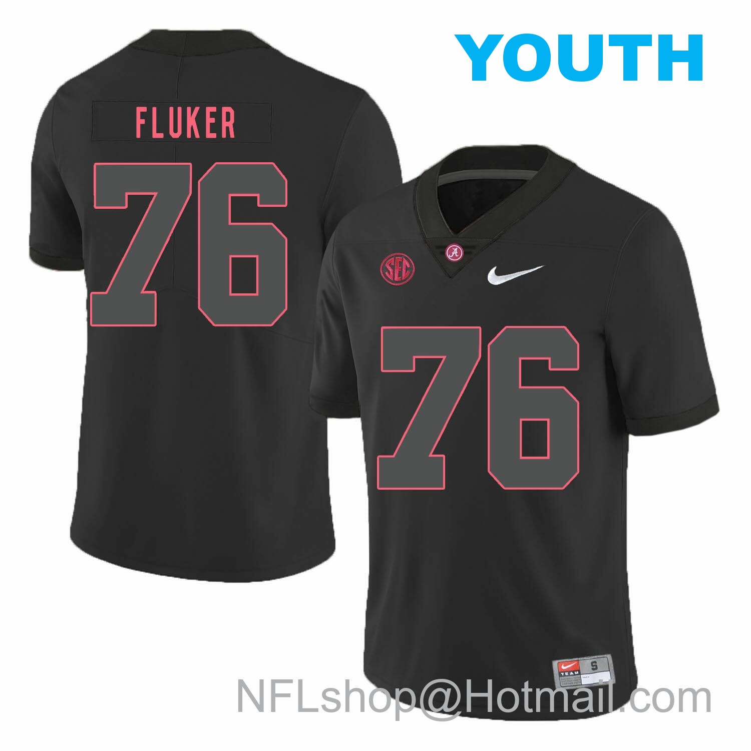 Nike Youth Alabama Crimson Tide #76 D.J. Fluker College Football Jersey Black