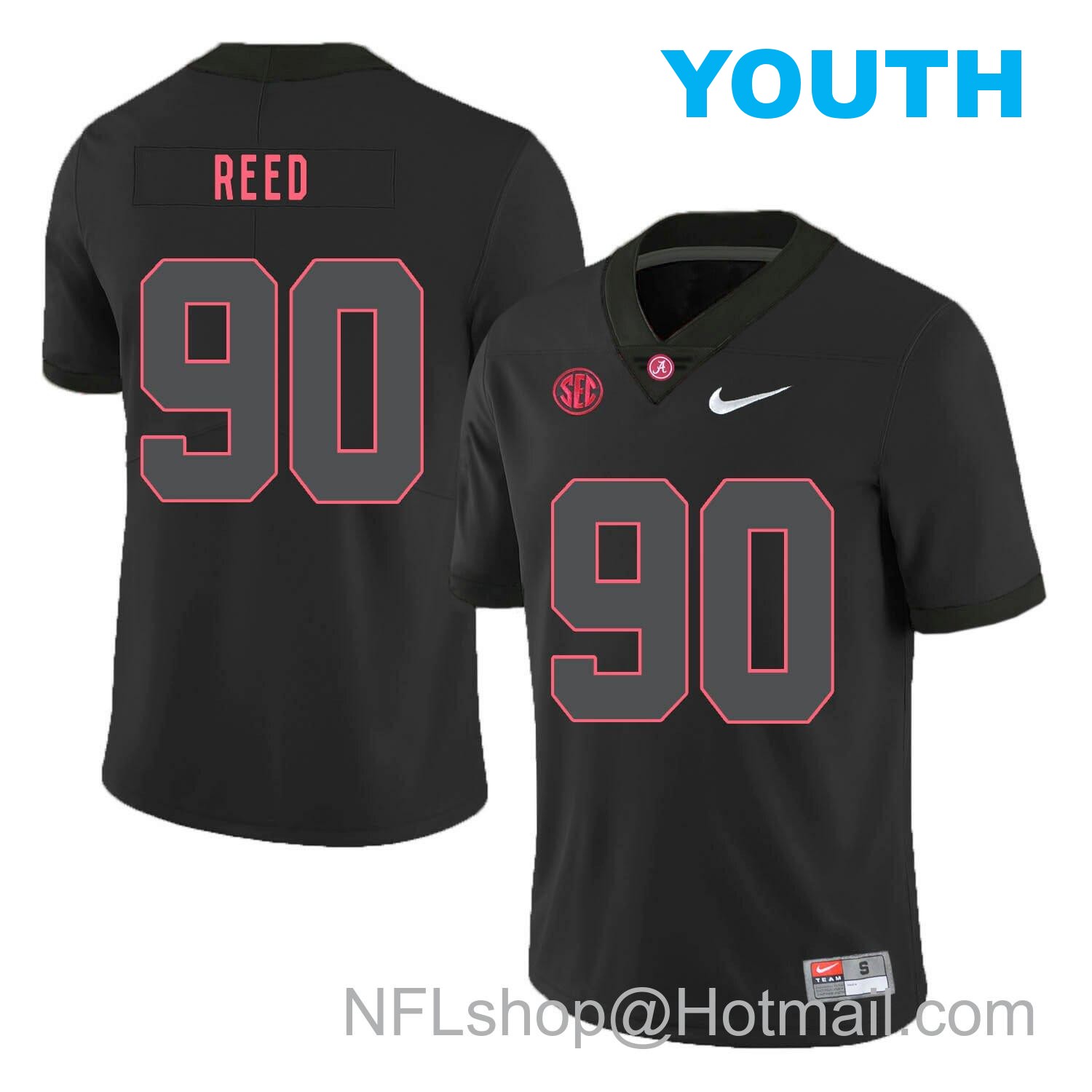 Nike Youth Alabama Crimson Tide #90 Jarran Reed College Football Jersey Black