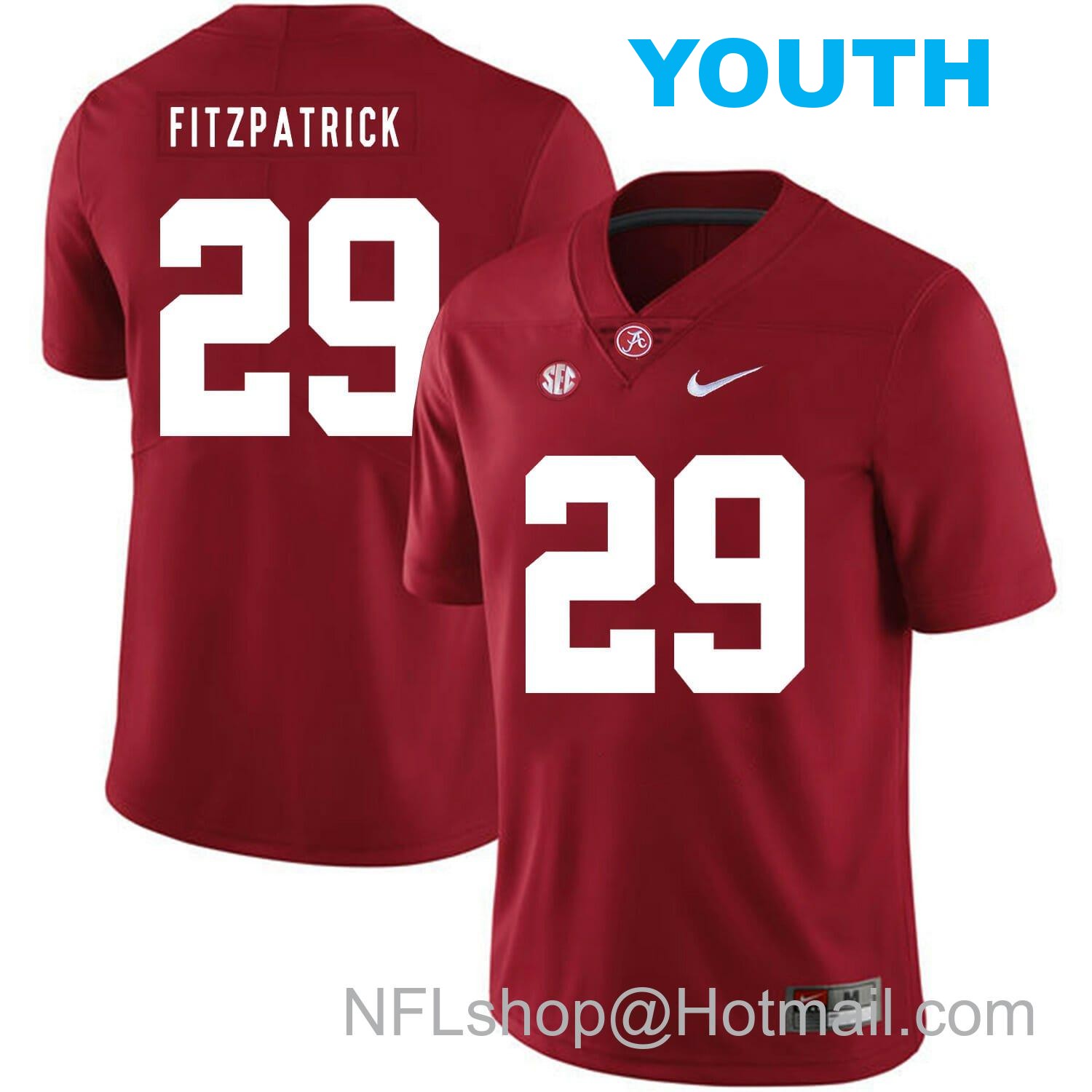 Nike Youth Alabama Crimson Tide #29 Minkah Fitzpatrick Football Jersey Red