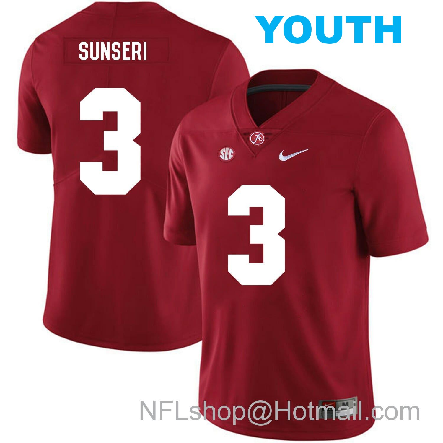 Nike Youth Alabama Crimson Tide #3 Vinnie Sunseri College Football Jersey Red