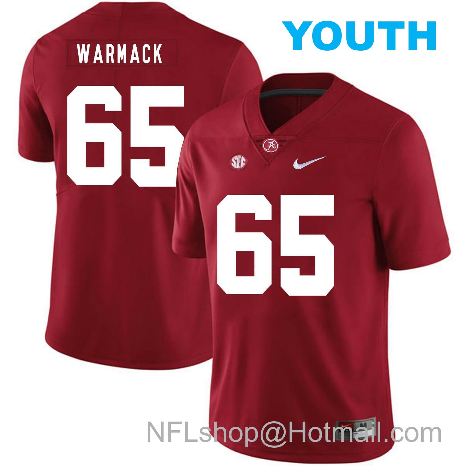 Nike Youth Alabama Crimson Tide #65 Chance Warmack College Football Jersey Red