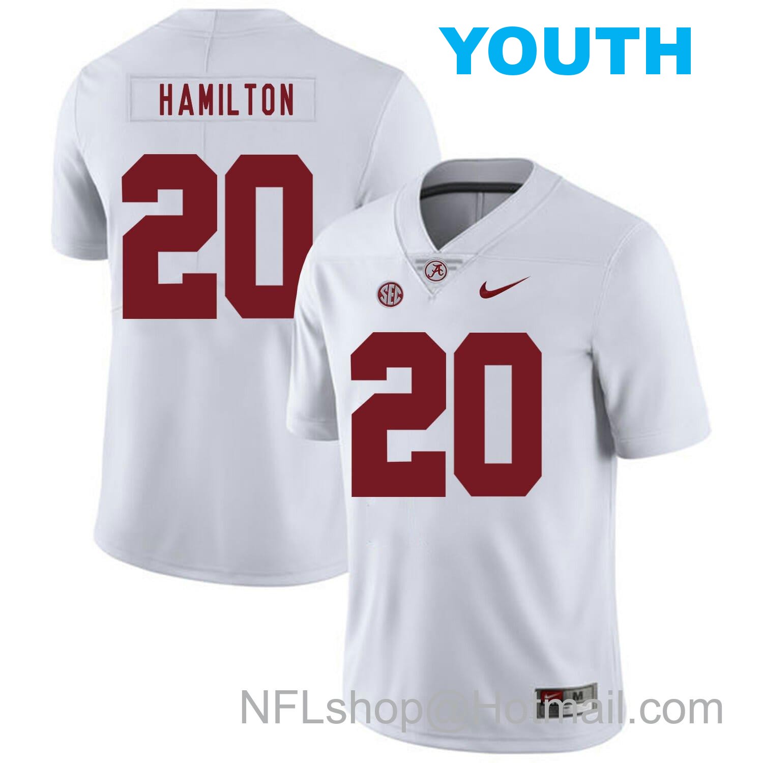 Nike Youth Alabama Crimson Tide #20 Shaun Dion Hamilton Football Jersey White